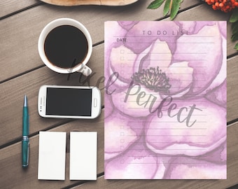 Peony To Do List Printable Planner Page Letter A4