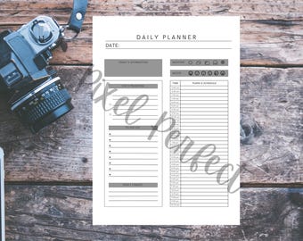 Minimalist Daily Planner Page Letter and A4 - Digital Download Daily Planner Page - Minimalist Daily Planner Page PDF