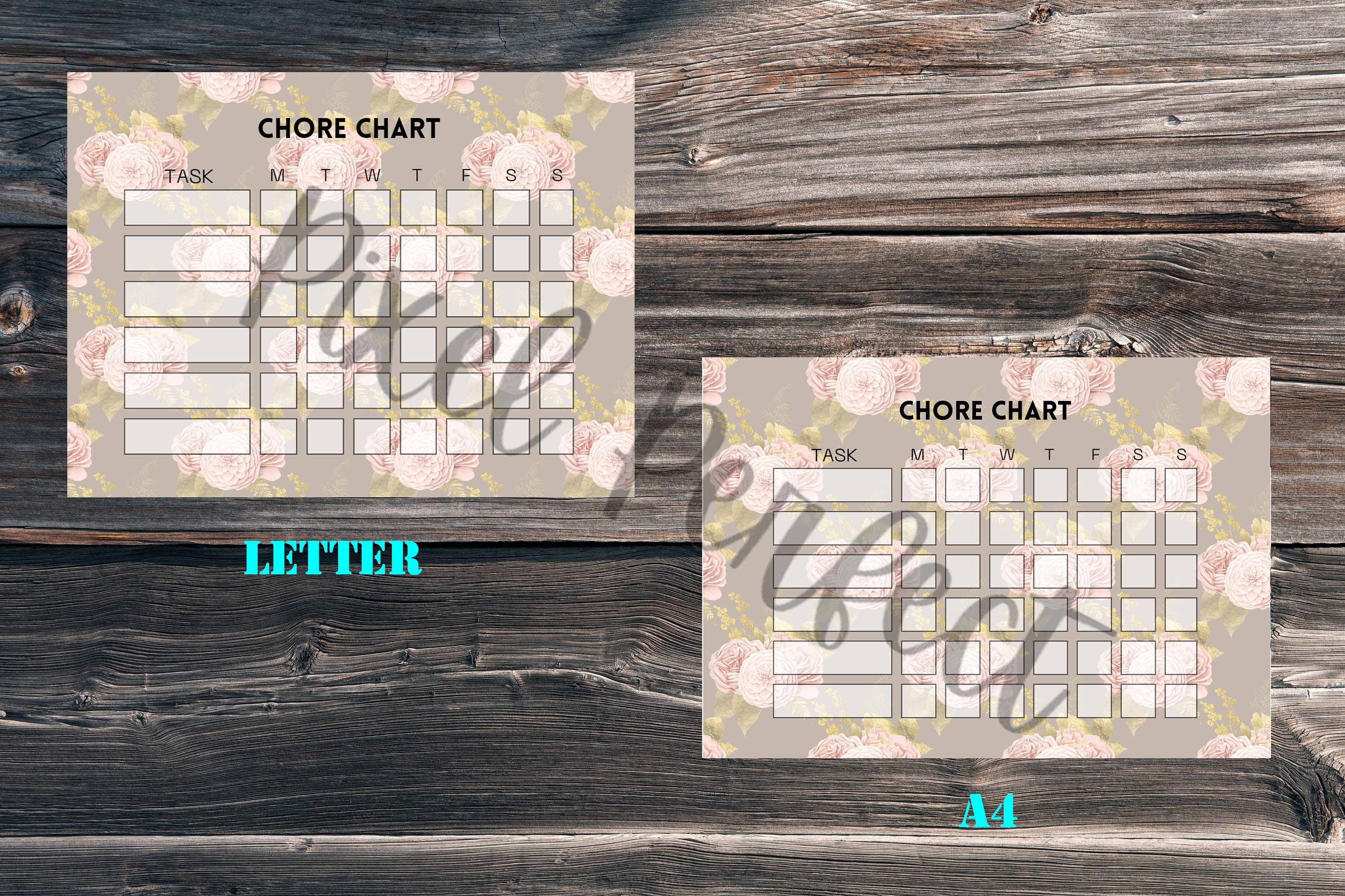 Vintage Florals Chore Chart Kids Printable Chore Chart Letter and A4 - Etsy