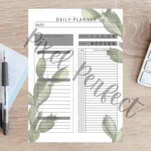 Paquete de páginas imprimibles de planificador diario y semanal de cactus, tamaño carta, tamaño A4, planificador simple en PDF, descarga de planificador minimalista