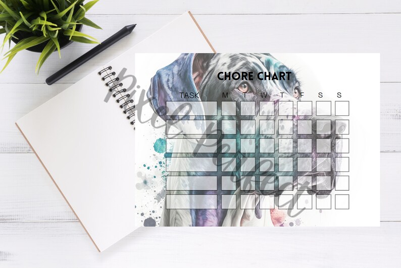 Great Dane Chore Chart Kids Printable Chore Chart Letter and A4 - Etsy