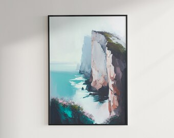 Abstract Pastel Cliff Print, Abstract Pastel Cliff Poster, Wall Art, Home Decor, Digital Download