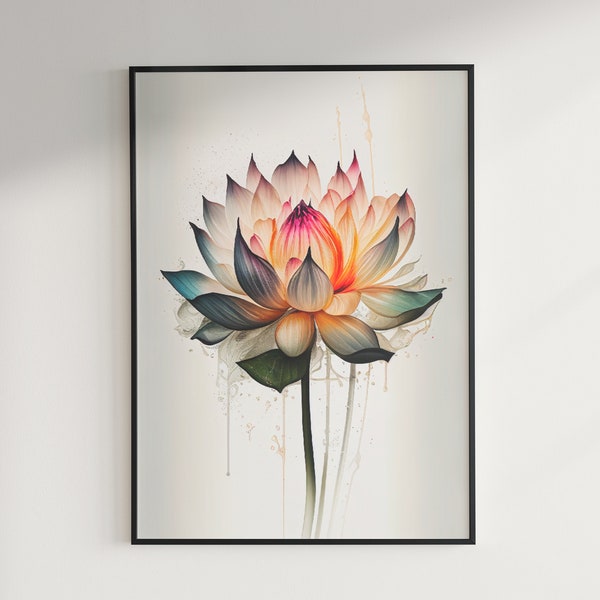 Abstract Pastel Lotus Flower Print, Abstract Pastel Lotus Flower Poster, Wall Art, Home Decor, Digital Download