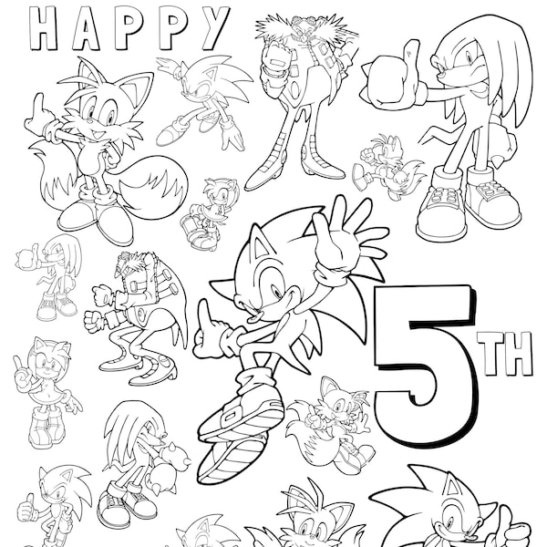 Sonic Birthday Coloring from Etsy