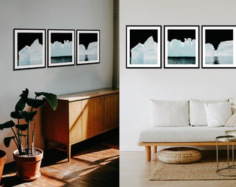Iceberg Landscape 3 Piece Wall Art Printable Set | Modern Digital Print Collection | Beautiful Photography and Design