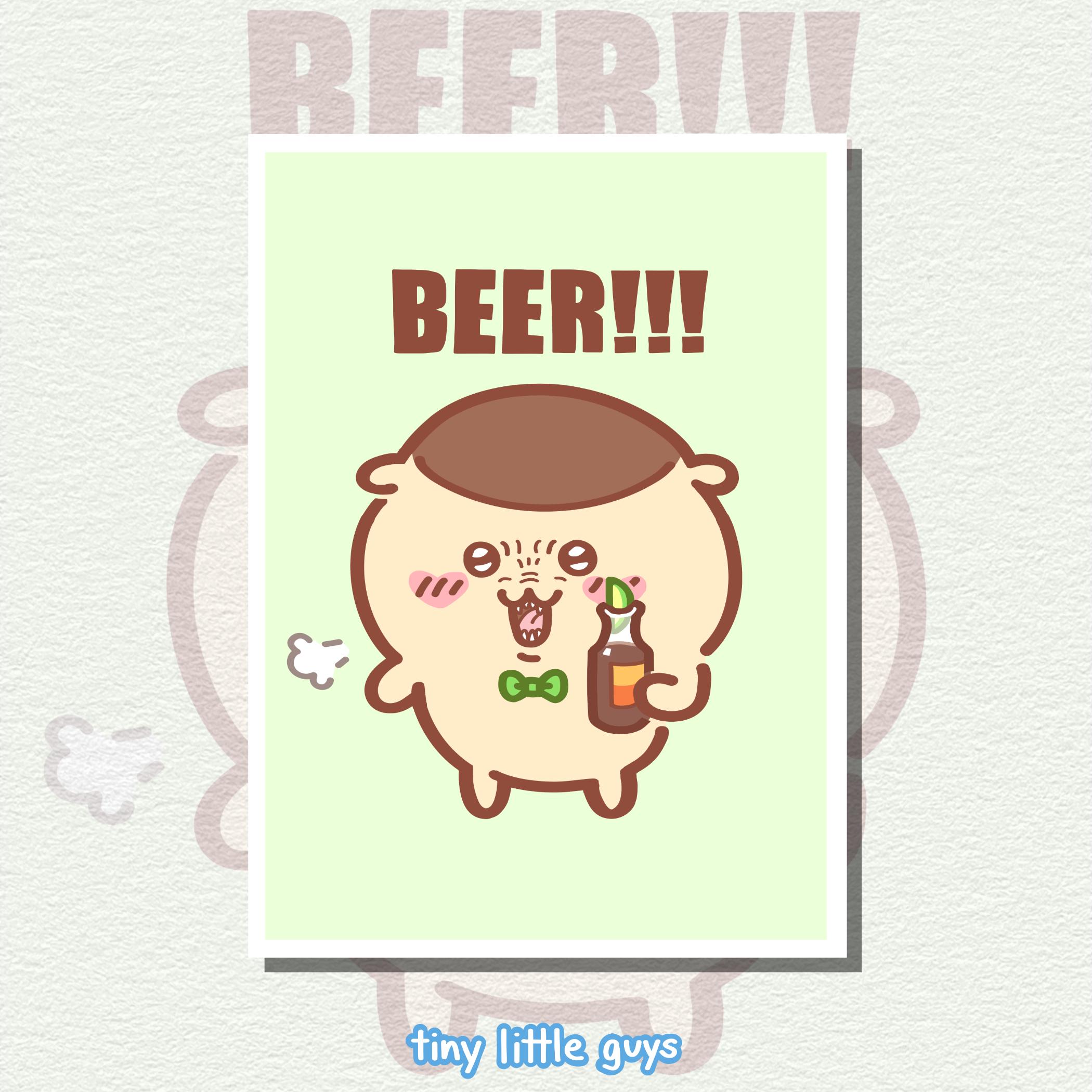 栗饅頭ビール！ 5x7 プリント - Etsy 日本
