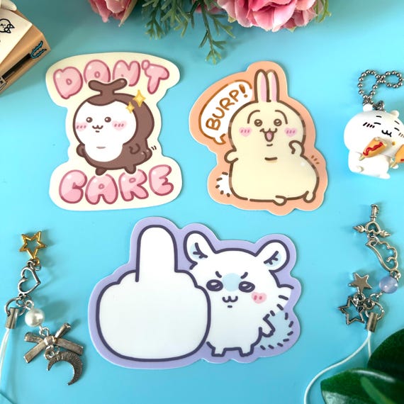 Chiikabu Usagi Momonga DGAF Waterproof Vinyl Stickers - Etsy