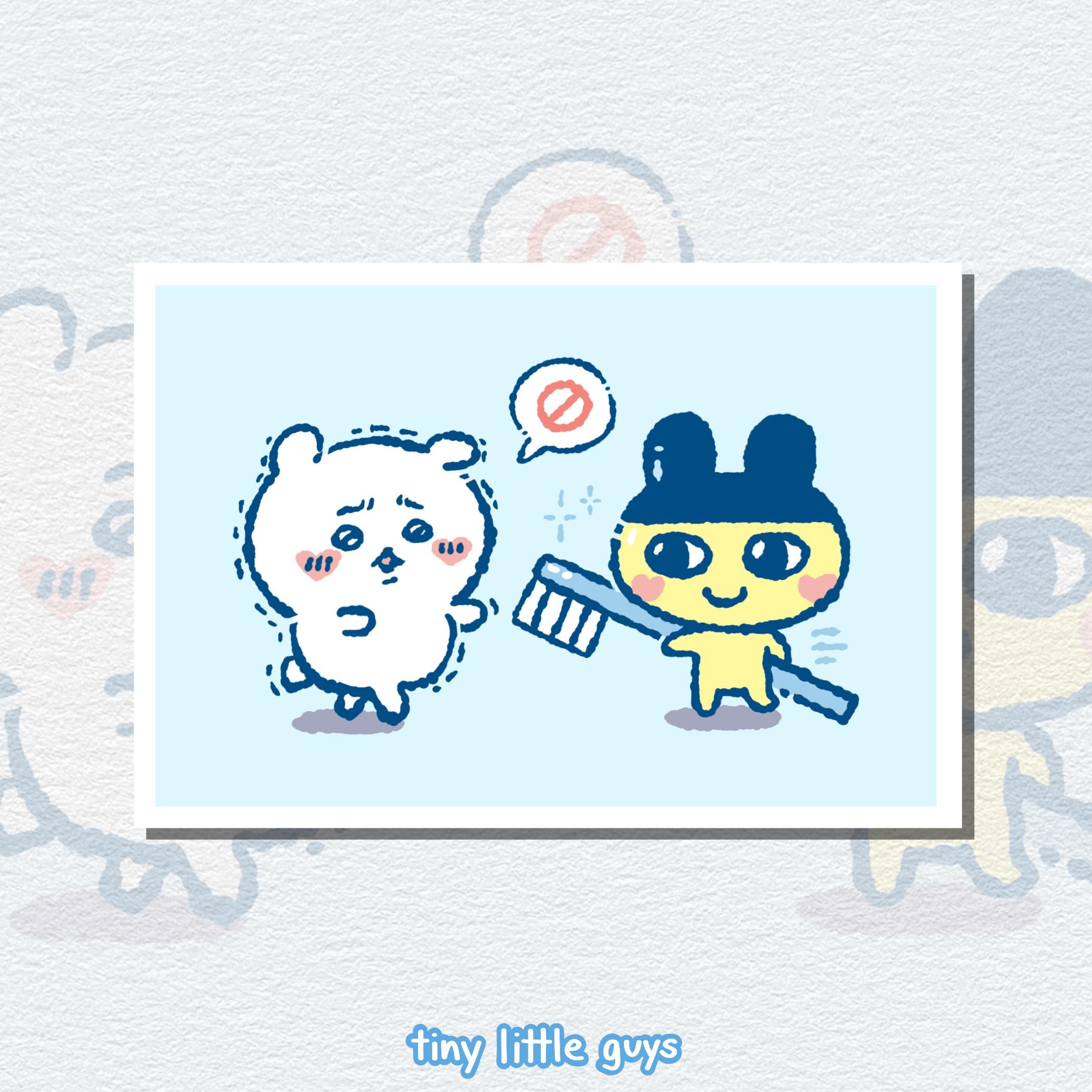 Chiikawa & Mametchi Crossover Tooth Brushing Dentist 4x6 Print - Etsy