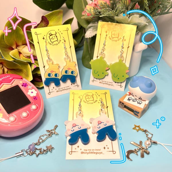 Hängende Upside Down Acryl Ohrringe Kuchipatchi Mametchi Mimitchi