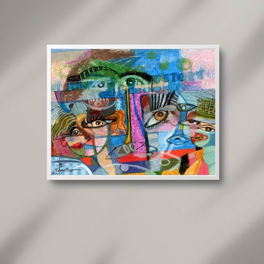 Abstract Oil Pastel Wall Art Pastel Pen Painting Colorful Etsy