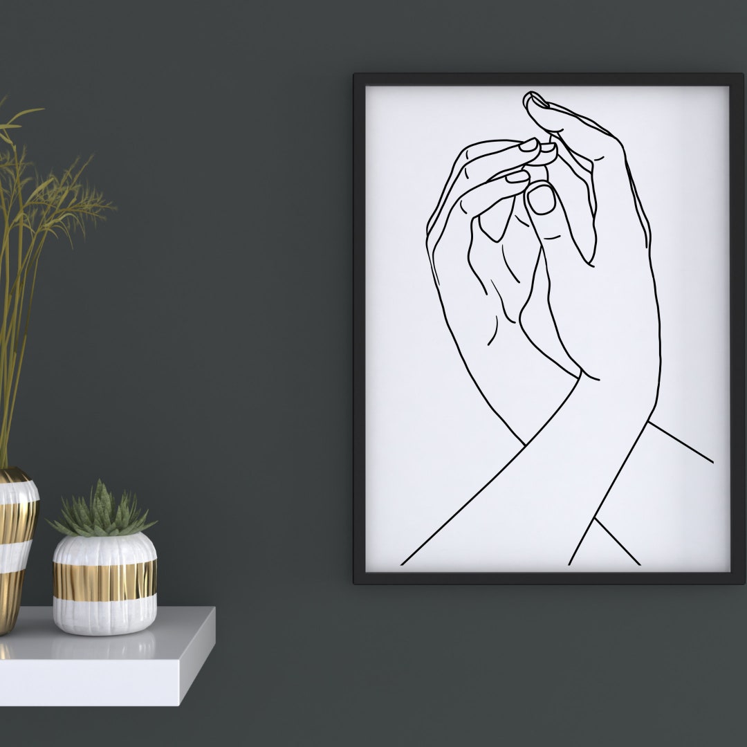 Lovers Hands One Line Art, Single Line Wall Art, Pinky Finger Promise