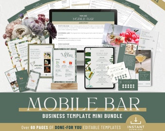 Mobile Bar Business Canva Vorlagen, Menüleiste, Formulare, Flyer (Digitaler Download)