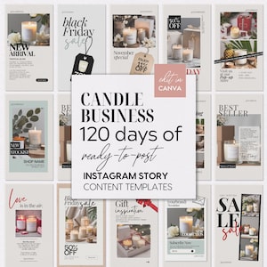 Candle Business Instagram Story Template Pack, Candle Business Instagram Template, Canva Social Media Template for Candle Business Branding