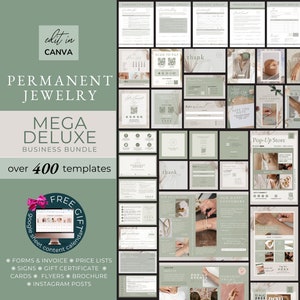 Kit de démarrage d'entreprise de bijoux permanents avec formulaires de consentement, carte de soins, carte de garantie, marketing de bijoux permanents avec brochure et dépliant, BOHO
