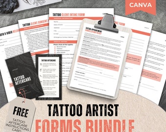 Tattoo Artist Business Forms Bundle, Consent & Intake Forms (Canva Templates)