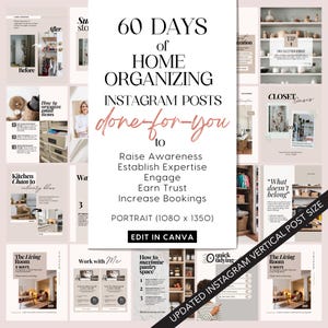 Home Organizing Instagram Post, Home Organization Instagram Templates, Canva Social Media Templates for Home Organizer, Realtor, Interior