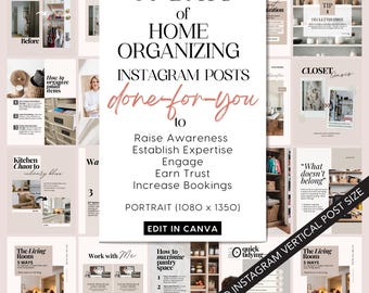 Home Organizing Instagram Post, Home Organization Instagram Templates, Canva Social Media Templates for Home Organizer, Realtor, Interior