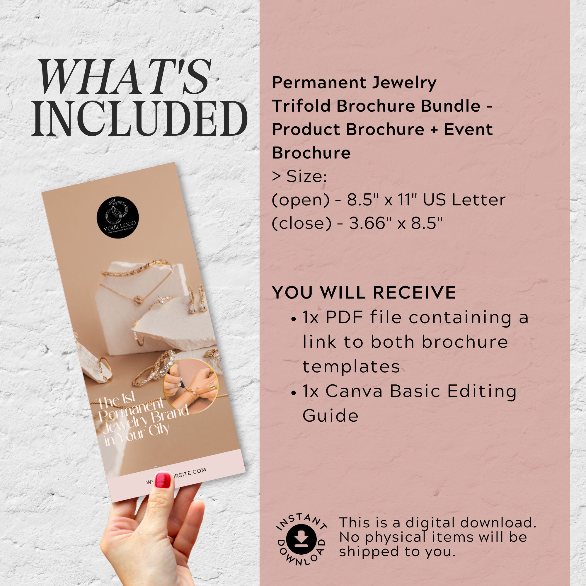 Permanent Jewelry Brochure, Permanent Jewelry Wedding Event, Permanent