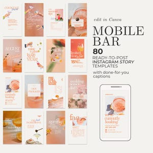 Modelli di storie Instagram per bar mobili, modelli Instagram Canva, modelli di social media per baristi mobili, attività di barman, bar per eventi