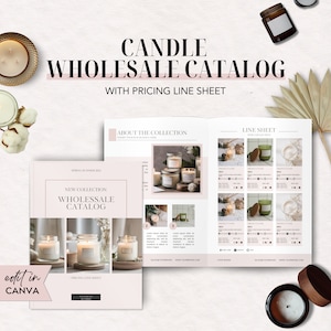 Candle Wholesale Linesheet Template, Wholesale Candles Template, Candle Wholesale Line Sheet Template for Candle Wholesale Business, Pink