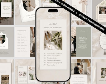 Wedding Planner Instagram Templates, Event Professional Content Bundle with Posts and Stories, Quiet Luxury Social Media Pack (Canva)