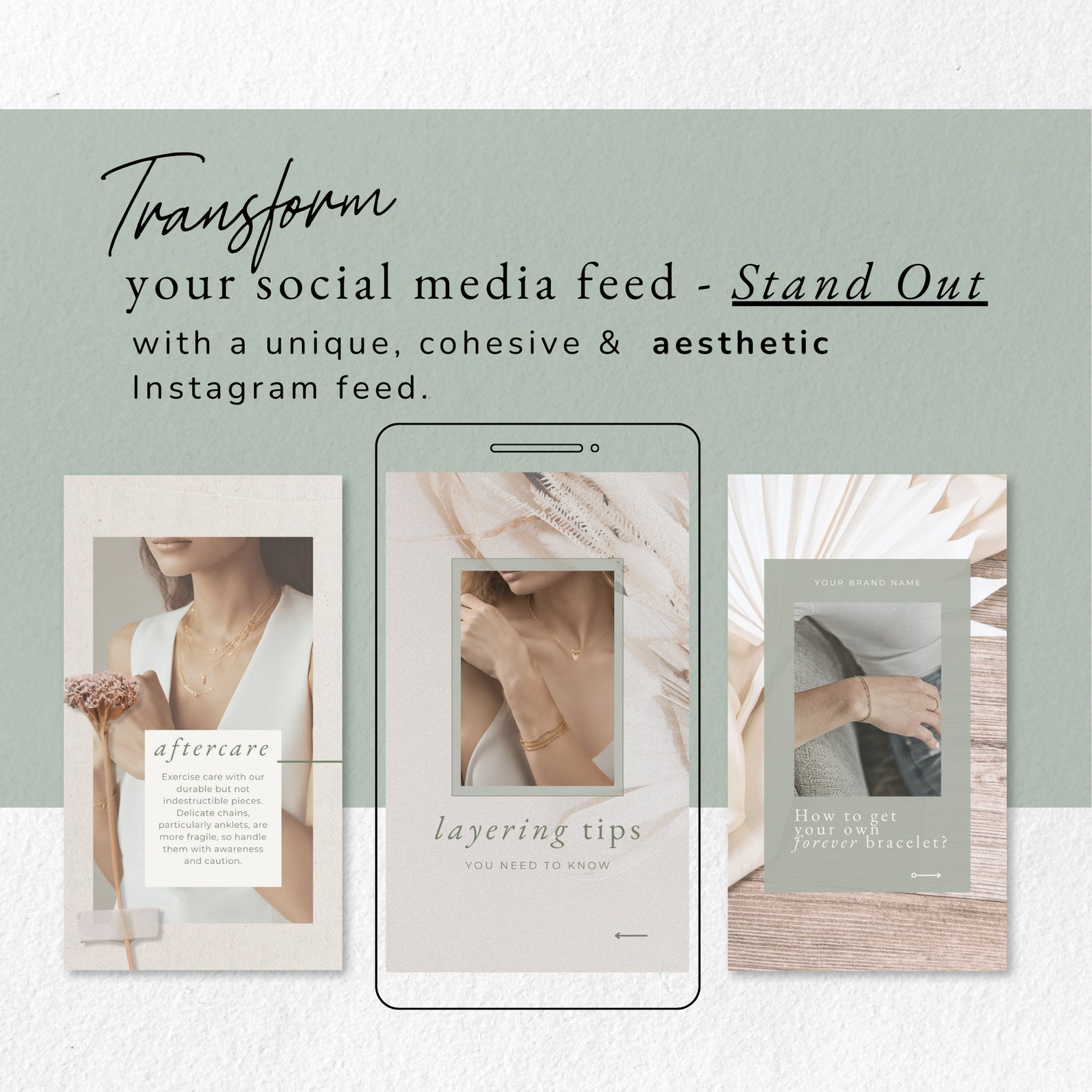 Permanent Jewelry Social Media Posts and Story, Canva Social Media ...