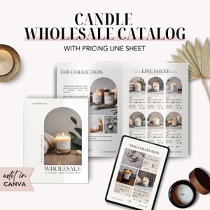 BOHO Candle Wholesale Catalog, Candle Wholesale Catalog Template, Product Line Sheet, Canva Template Wholesale Catalog for Candle Business