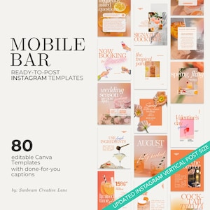 Modelos de Instagram para Bar Móvel, Modelos de Mídia Social para Bartenders, Modelos Canva para Bartenders Móveis, Bar Móvel para Casamentos, Bar Móvel para Eventos