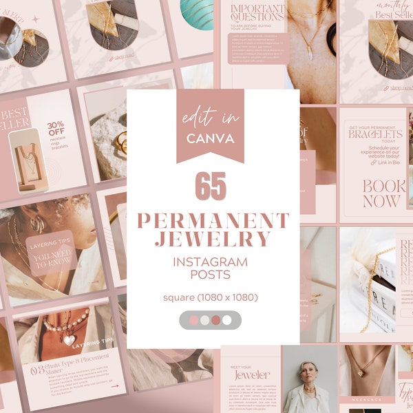 Permanent Jewelry Instagram Posts Editable Permanent Jewelry Social Media Templates, Permanent Jewelry Supplies, Canva Templates