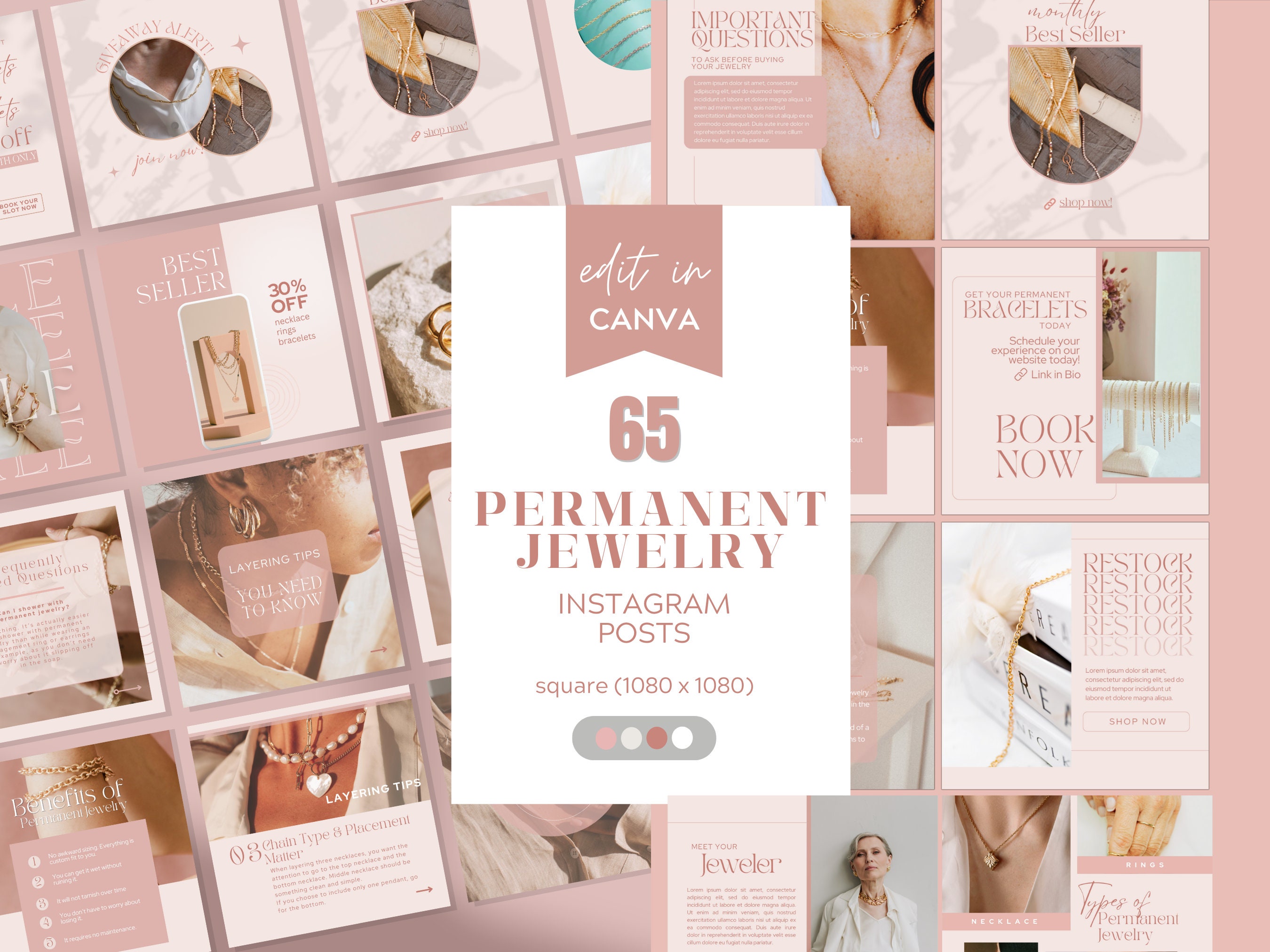 Permanent Jewelry Instagram Posts Editable Permanent Jewelry Social ...