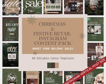 Christmas Instagram Templates, Canva Holiday Social Media Templates, Christmas Holiday Flyer, Christmas Instagram Templates for Retail Shops
