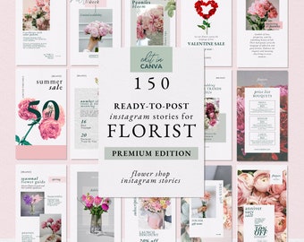 Flower Shop Instagram Stories, Editable Florist Instagram Template, Canva Instagram Template for Florist Marketing, Flower Shop Marketing