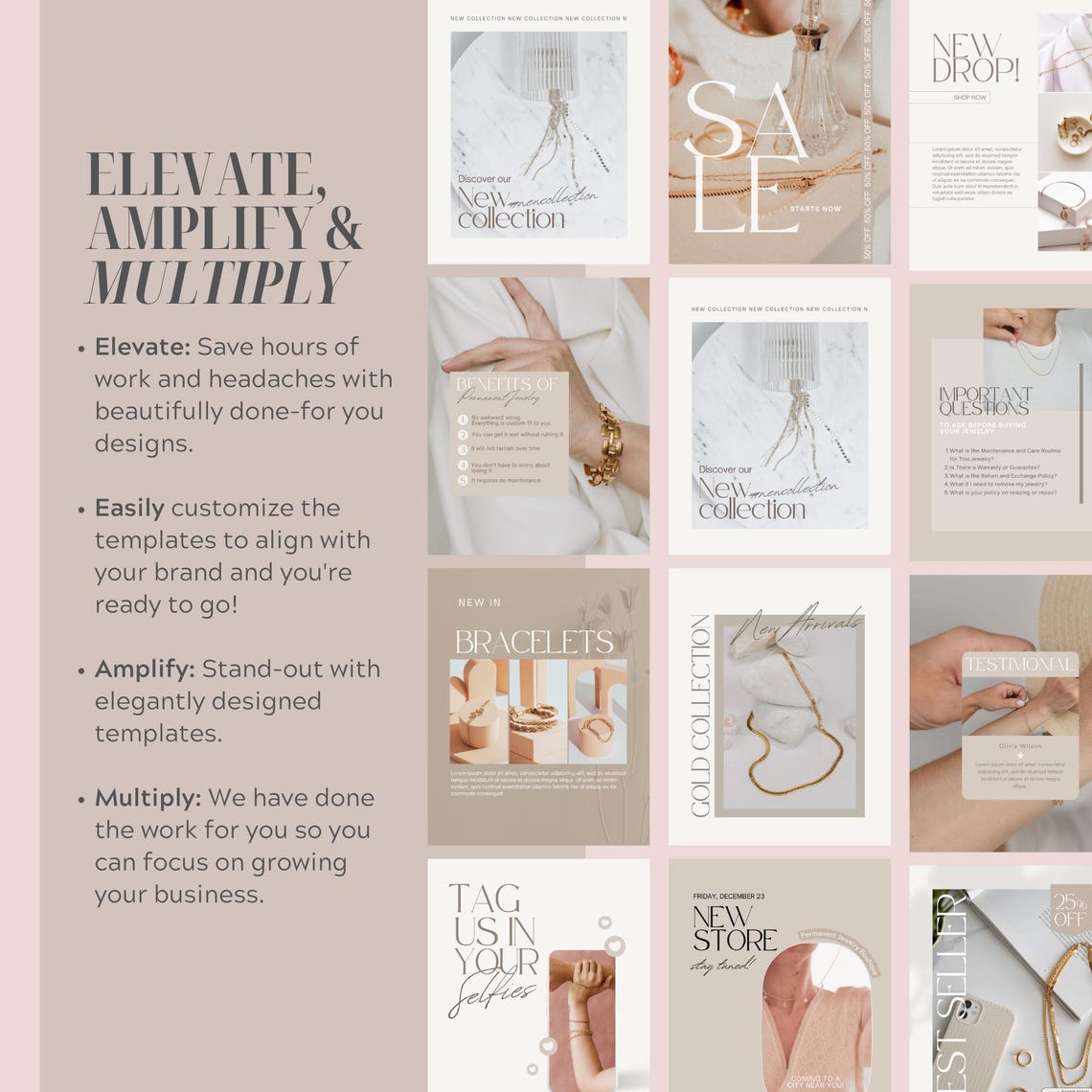 Editable Permanent Jewelry Social Media Posts | Canva Instagram ...