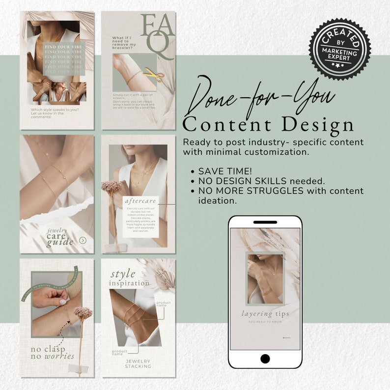 Permanent Jewelry Social Media Posts and Story, Canva Social Media ...
