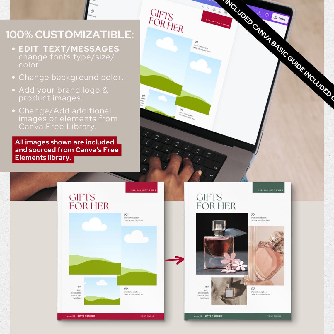 Holiday Gift Guide Canva Template, Christmas Product Catalog, Canva