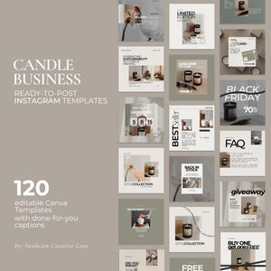Candle Instagram Template and Caption Bundle, Canva Social Media Templates, Social Media Captions, Instagram Template for Candle Business