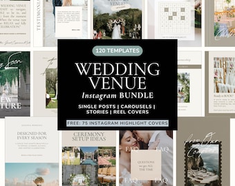 Wedding Venue Instagram Template Bundle, Canva Social Media for Event Marketing