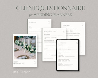 Wedding Planner Client Questionnaire Template, Wedding Client Onboarding Form, Client Questionnaire for Wedding Planner, Sage Green