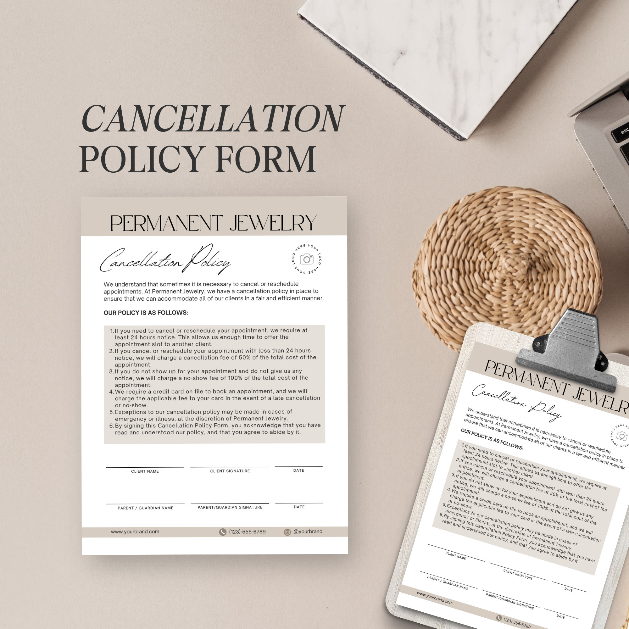 Permanent Jewelry Consent Forms Bundle Permanent Jewelry Business