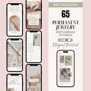 Editable Permanent Jewelry Instagram Story | Canva Instagram Templates | Canva Instagram Templates for Permanent Jewelry Marketing, Neutral