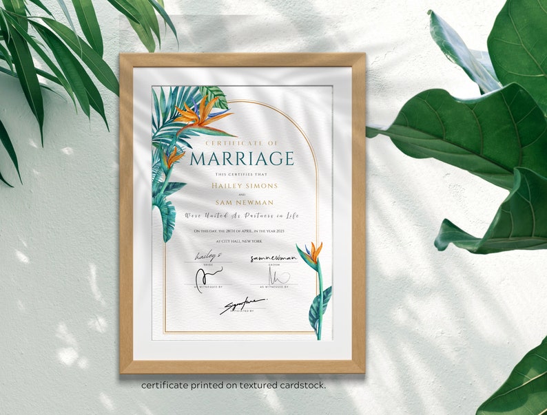 Marriage Certificate Template Printable Marriage Certificate Keepsake ...