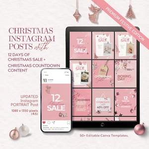 Christmas Instagram Templates, Holiday Marketing, Retail Shop Canva (Digital Download)