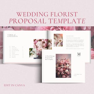 Plantilla de propuesta de florista para bodas, tablero de ideas florales, plantilla de propuesta editable de Canva, plantilla de propuesta floral para floristas de bodas, evento