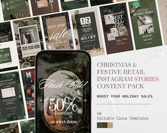 Christmas Instagram Templates, Canva Holiday Social Media Templates, Christmas Holiday Flyer, Christmas Instagram Story Templates for Retail