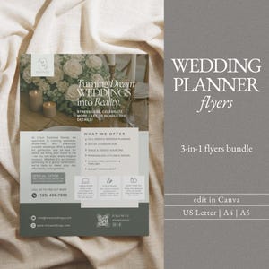 Hochzeitsplaner Flyer Bundle, bearbeitbare Canva Flyer Vorlage, Marketing Flyer Vorlagen für Hochzeitsplaner, Ereignisplanerunternehmen