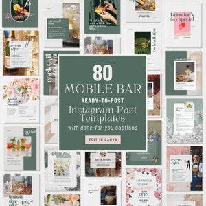 Mobile Bar Instagram Vorlagen, Bar Tender Social Media Vorlage, Canva Vorlagen für Mobile Barkeeper, Hochzeit Mobile Bar, Event Mobile Bar