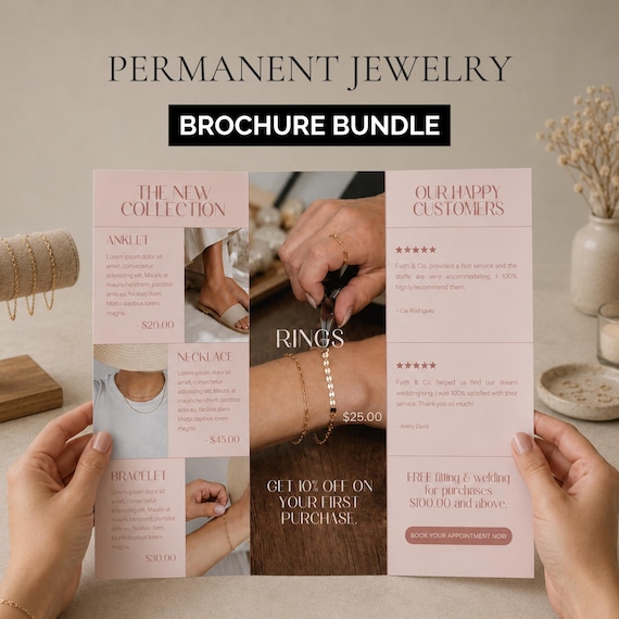 Permanent Jewelry Brochure Template Bundle (Canva Editable)