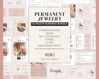 Permanent Jewelry Consent Forms, Permanent Jewelry Instagram Post Templates, Permanent Jewelry Business Bundle, Permanent Jewelry Tools
