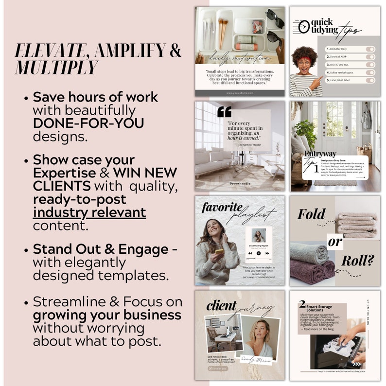 Home Organizing Instagram Post, Home Organization Instagram Templates, Canva Social Media Templates for Home Organizer, Realtor, Interior image 2