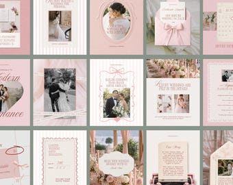 Wedding Planner Instagram Templates, Event Business Marketing,  Pink Social Media Post Bundle (Canva)